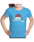 Child Christmas Peeking Cat - Girl's Word Art T-Shirt
