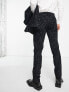 Twisted Tailor helfand skinny suit trousers in charcoal with leopard print flock