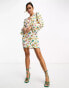 Never Fully Dressed balloon sleeve mini dress in mushroom print