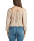 Фото #2 товара Juniors' Lace-Trim Tie-Back Peasant Top