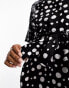 Monki tie waist midi shirt dress in black and white spots