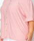 ფოტო #5 პროდუქტის Plus Size Swiss Dot Button Front Ruffle Sleeve Top