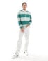 HUGO Blue noresti rugby sweatshirt in green horizontal stripes