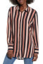 Leith 164757 Women's Striped Cuff Detail Tunic Button Down Shirt Size Small