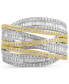 Фото #3 товара Diamond Round & Baguette Multirow Crossover Statement Ring (1 ct. t.w.) in 10k Two-Tone Gold