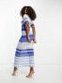 Фото #2 товара Morgan knitted contrast midi dress in blue chevron