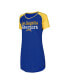 ფოტო #1 პროდუქტის Women's Royal, Gold Distressed Los Angeles Chargers Raglan V-Neck Nightshirt