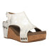 Фото #3 товара Corkys Carley Metallic Wedge Womens Silver, White Casual Sandals 30-5316-WHME