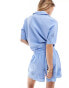 Pieces broderie shorts co-ord in hydrangea blue BLAU, XS - EU 34 - фото #4