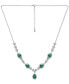 ფოტო #4 პროდუქტის Cubic Zirconia Green Halo Fancy Statement Necklace in Sterling Silver, 16" + 2" extender