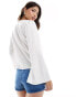 Фото #4 товара ASOS DESIGN lace insert long sleeve smock top in white