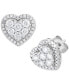 ფოტო #3 პროდუქტის Diamond Heart Halo Cluster Stud Earrings (1 ct. t.w.) in 14k White Gold