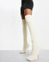 Фото #3 товара Public Desire Bubbles over the knee knitted stiletto boots in off white