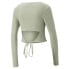 Фото #2 товара Puma Classics Bolero Scoop Neck Long Sleeve Tie Shirt Womens Green Casual Tops 5