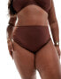 ASOS DESIGN Curve Maya high leg high waist bikini bottom in chocolate brown