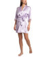 ფოტო #1 პროდუქტის Women's Brennan Satin Lace-Trim Robe