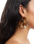 Фото #4 товара ASOS DESIGN Limited Edition hoop earrings with resin marble detail in neutral old gold tone