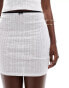 Kaiia pointelle ribbed contrast trim bow detail mini skirt co-ord in white