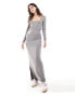 Фото #1 товара ONLY slinky seamless maxi dress in light grey