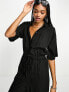 Фото #4 товара ASOS DESIGN Tall oversized tie waist shirt jumpsuit in black