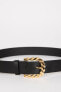Фото #3 товара Ремень defacto Kadın Oval Toka Faux Leather Classic Belt