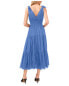 Vince Camuto Women's Tie-Shoulder Smocked Midi Dress in Blue Jay Size M