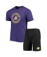 Men's Black, Purple Los Angeles Lakers T-shirt and Shorts Sleep Set