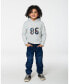 Big Boys Super Soft Hooded T-Shirt With Print Gray Stripe