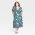 Фото #1 товара Women's Plus Size Short Sleeve Wrap Dress - Knox Rose Blue Floral 4X