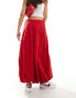 Фото #2 товара ASOS DESIGN poplin bubble hem maxi skirt in red