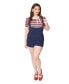 ფოტო #1 პროდუქტის Plus Size Adjustable Suspender Fitted Pinafore Shorts