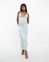 Kaiia satin cross front halterneck maxi dress in soft blue