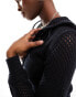 Фото #2 товара COLLUSION crochet knitted hoodie in black