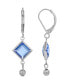 ფოტო #1 პროდუქტის Women's Silver-Tone Light Blue Crystal Square Drop Earrings