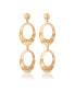 18K Gold-Plated Hammered Double Oval Link Drop Earrings