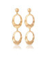 ფოტო #3 პროდუქტის 18K Gold-Plated Hammered Double Oval Link Drop Earrings