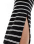 Pieces side split maxi skirt co-ord in black and white stripe