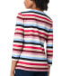 ფოტო #2 პროდუქტის Petite Striped Button-Shoulder 3/4-Sleeve Top