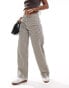 Object wide leg jeans in cream and brown stripe