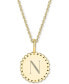 ფოტო #3 პროდუქტის Initial Medallion Pendant Necklace in 14k Gold-Plated Sterling Silver, 18"