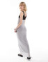 Фото #3 товара COLLUSION double layer maxi dress with halter detail in black & grey