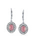 Фото #2 товара 3Ct Pink Natural Rhodochrosite Dome Oval Western Style Bezel Set Lever Back Dangle Earrings For Women Sterling Silver