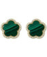 ფოტო #3 პროდუქტის EFFY® Malachite & Diamond (1/5 ct. t.w.) Flower Stud Earrings in 14k Gold