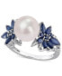 Жемчуг Freshwater, Сапфир и Алмаз в Белом Золоте 14k Macy's Pearl, Sapphire & Diamond 14k White Gold