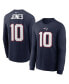 Фото #1 товара Men's Mac Jones Navy New England Patriots Player Name and Number Long Sleeve T-shirt