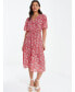 ფოტო #1 პროდუქტის Women's Ditsy Print Tiered Midi Dress