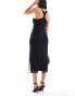 Фото #3 товара NaaNaa midi skirt with side slit and ruched detail in black