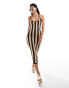 Фото #1 товара ASOS DESIGN knitted midaxi dress in vertical stripe with contrast tipping in chocolate