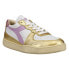 Diadora Mi Basket Low Metallic Dirty Lace Up Mens Gold, White Sneakers Casual S