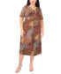 ფოტო #1 პროდუქტის Plus Size Printed V-Neck Button-Front Jersey Dress